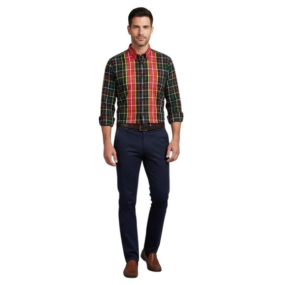 Majeed Boi Other - Majeed Bai CAIRO Tailors Men's Multicolor Plaid Long Sleeve Shirt Size XL